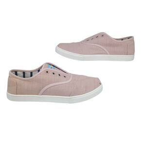 Toms Shoes Womens 8.5 Light Pink White Cordones Cupsole Laceless Low Tops Boho